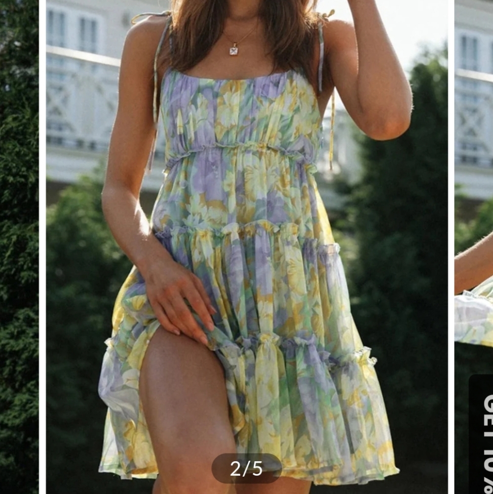 Commense Multi Floral Short Layered Cami Dress